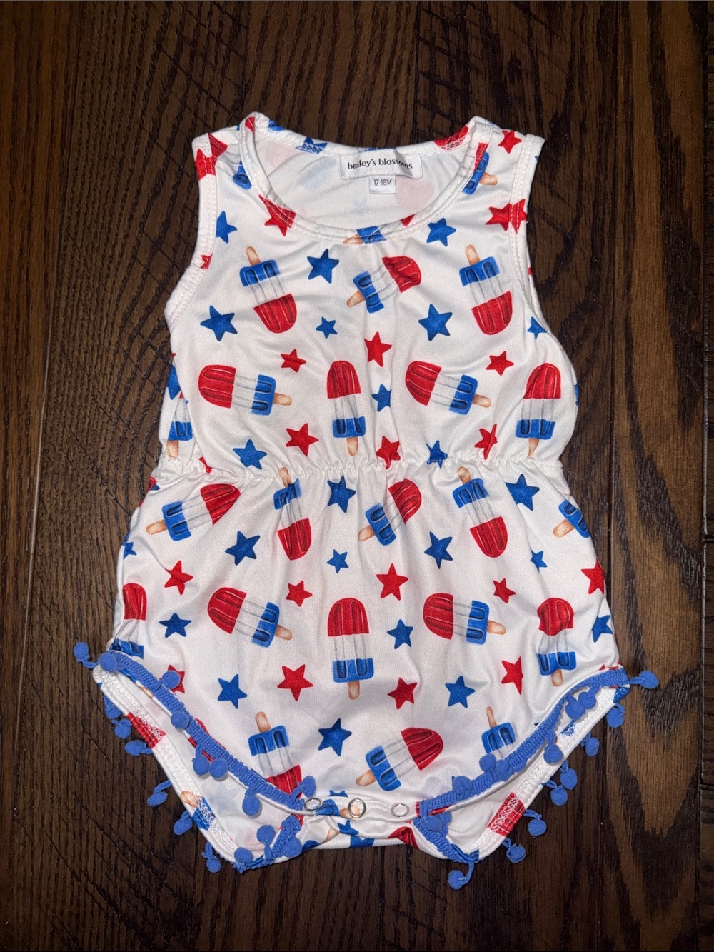 Bailey's Blossoms White Red & Blue Popsicle Romper - Kids